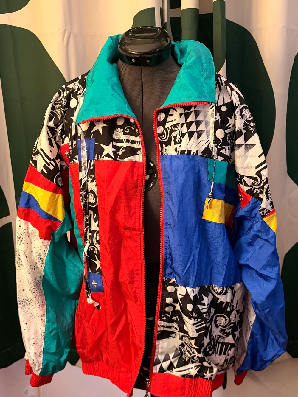 Vintage Colorblock Graphic Windbreaker Jacket